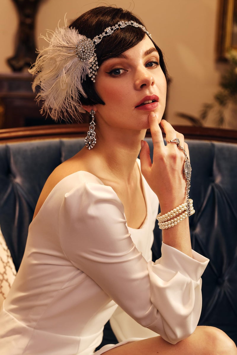 Coucoland 1920s Flapper Earrings Roaring 20s Great Gatsby Rhinestone Earrings (Stly2-Gold) - Image 5